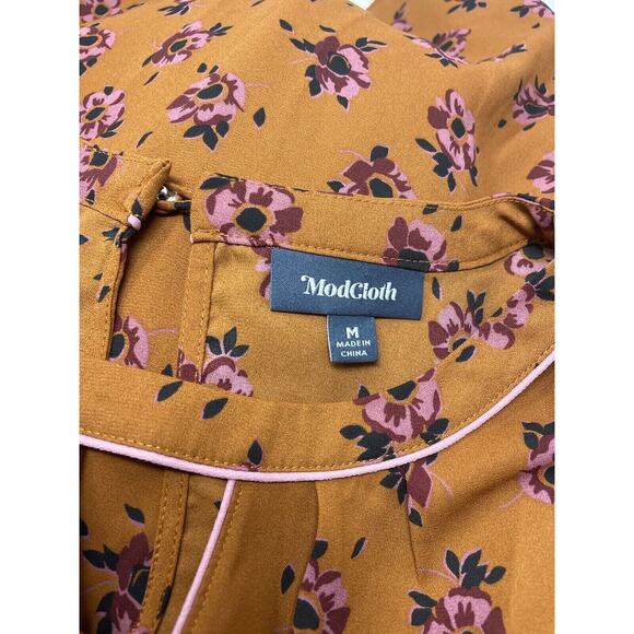 Modcloth Medium Rust Envisioned Aesthetic Sleeveless Top Floral - Picture 6 of 6